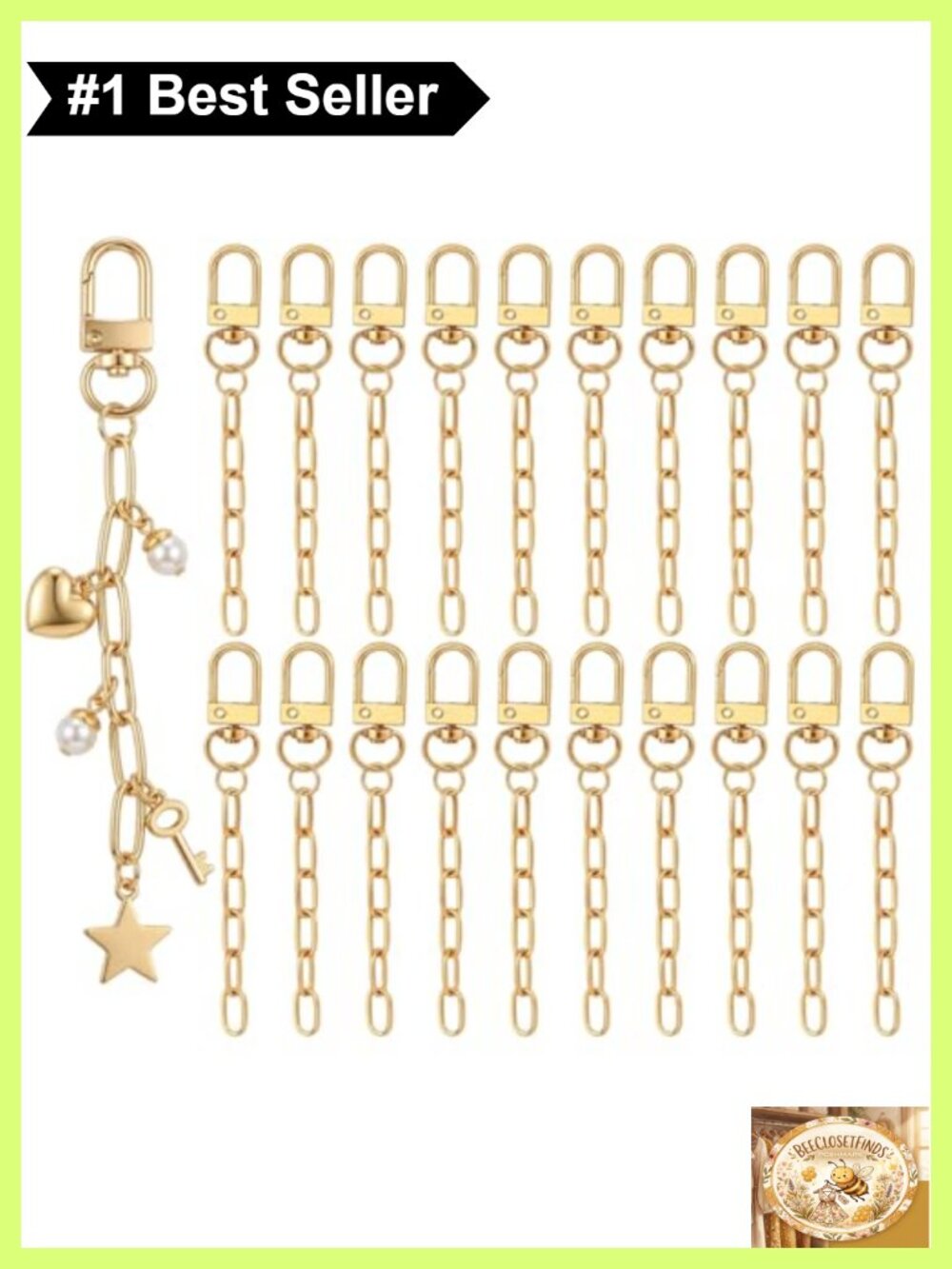 20-Piece Metal Charm Keychain Set Decorative Bag Charm Hardware for Keys